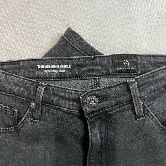 Ag Adriano Goldschmied Black The Legging Ankle‎ Super Skinny Raw Hem Jeans - Picture 2 of 7